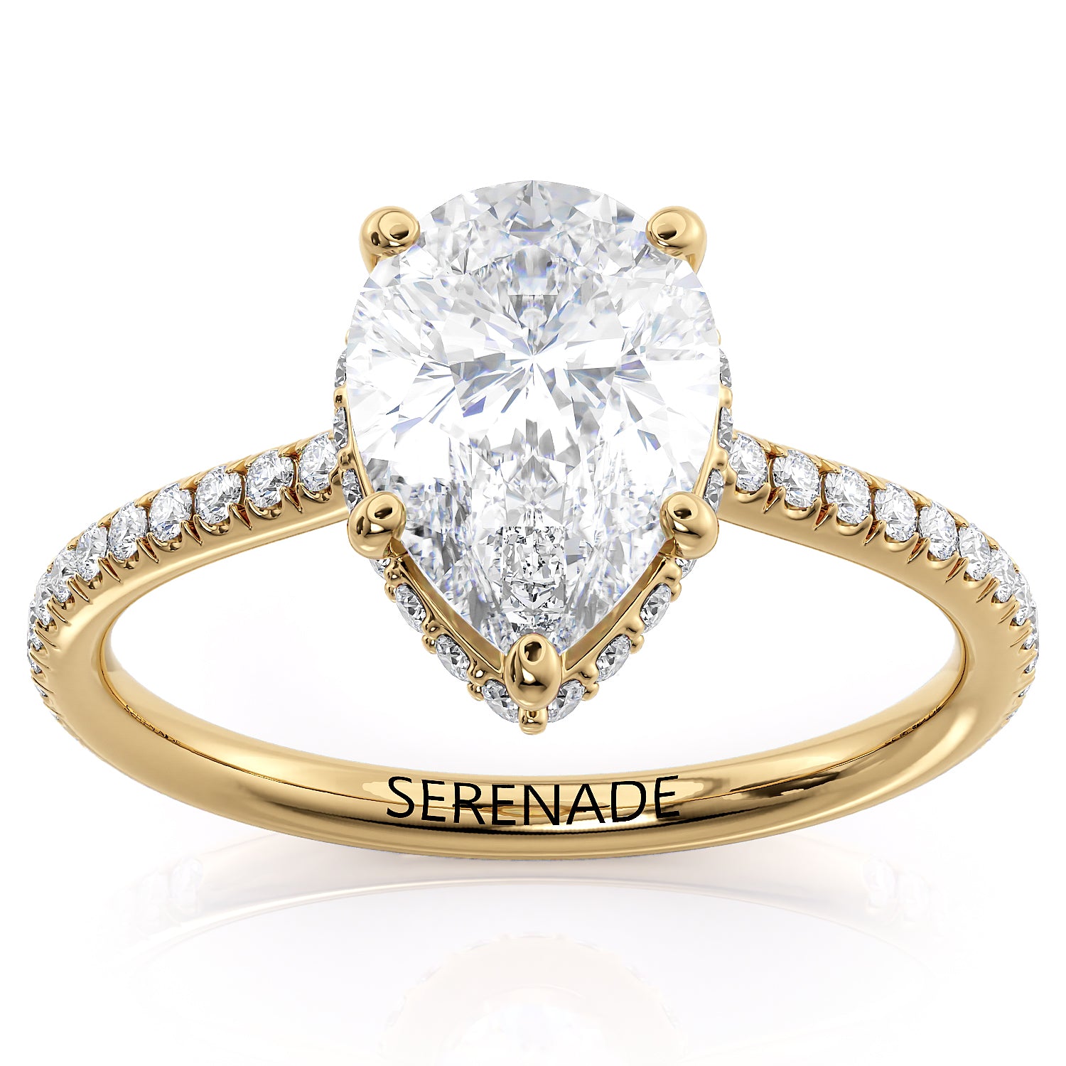 Pear Cut Engagement Ring Hidden Halo Setting - Jude