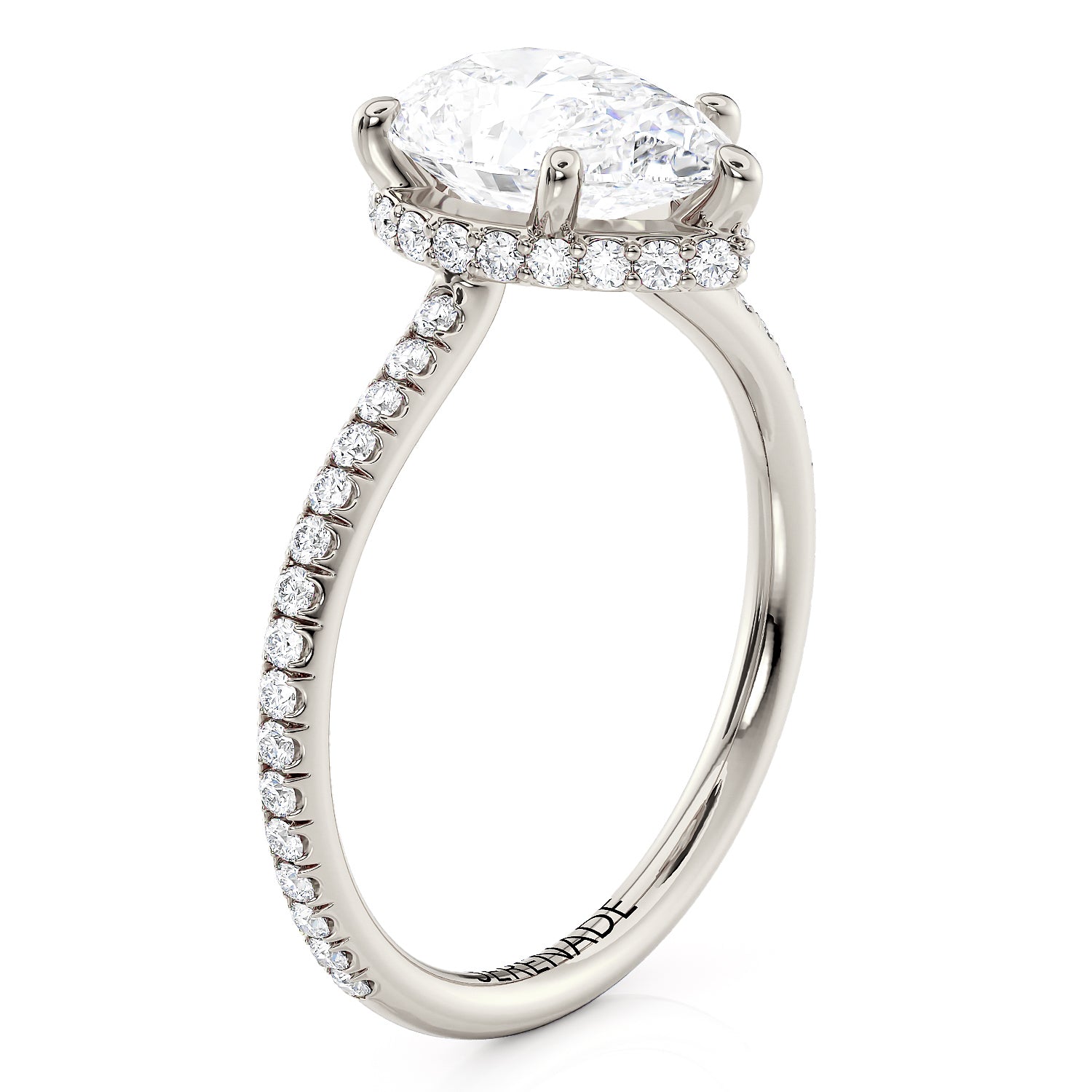 Pear Cut Engagement Ring Hidden Halo Setting - Jude