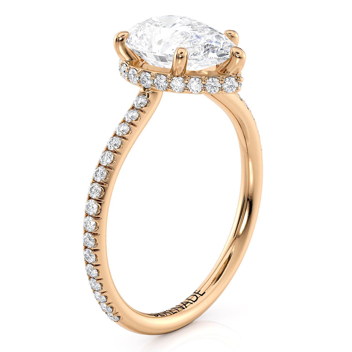 Pear Cut Engagement Ring Hidden Halo Setting - Jude
