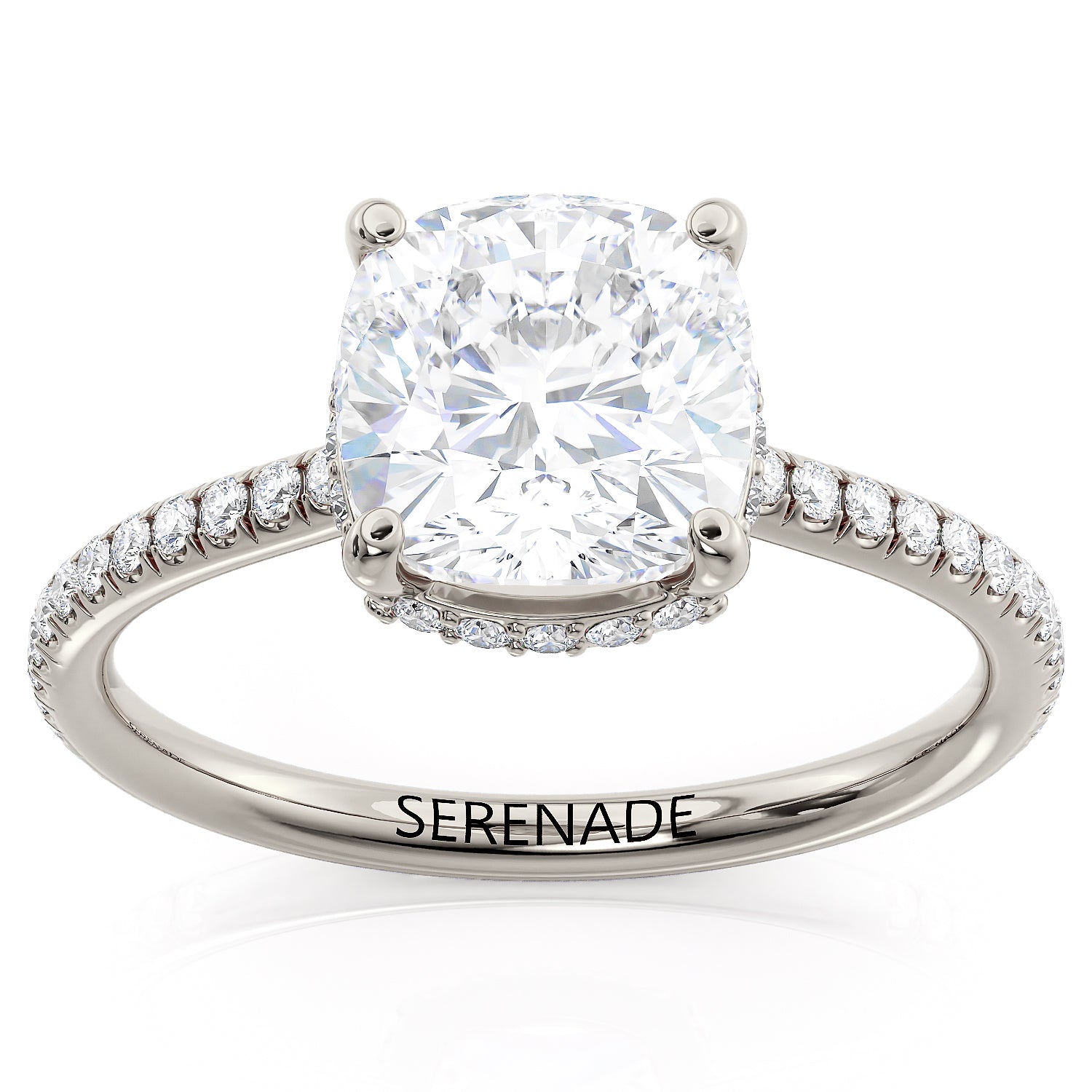 8mm Cushion Cut Hidden Halo Engagement Ring - Janis