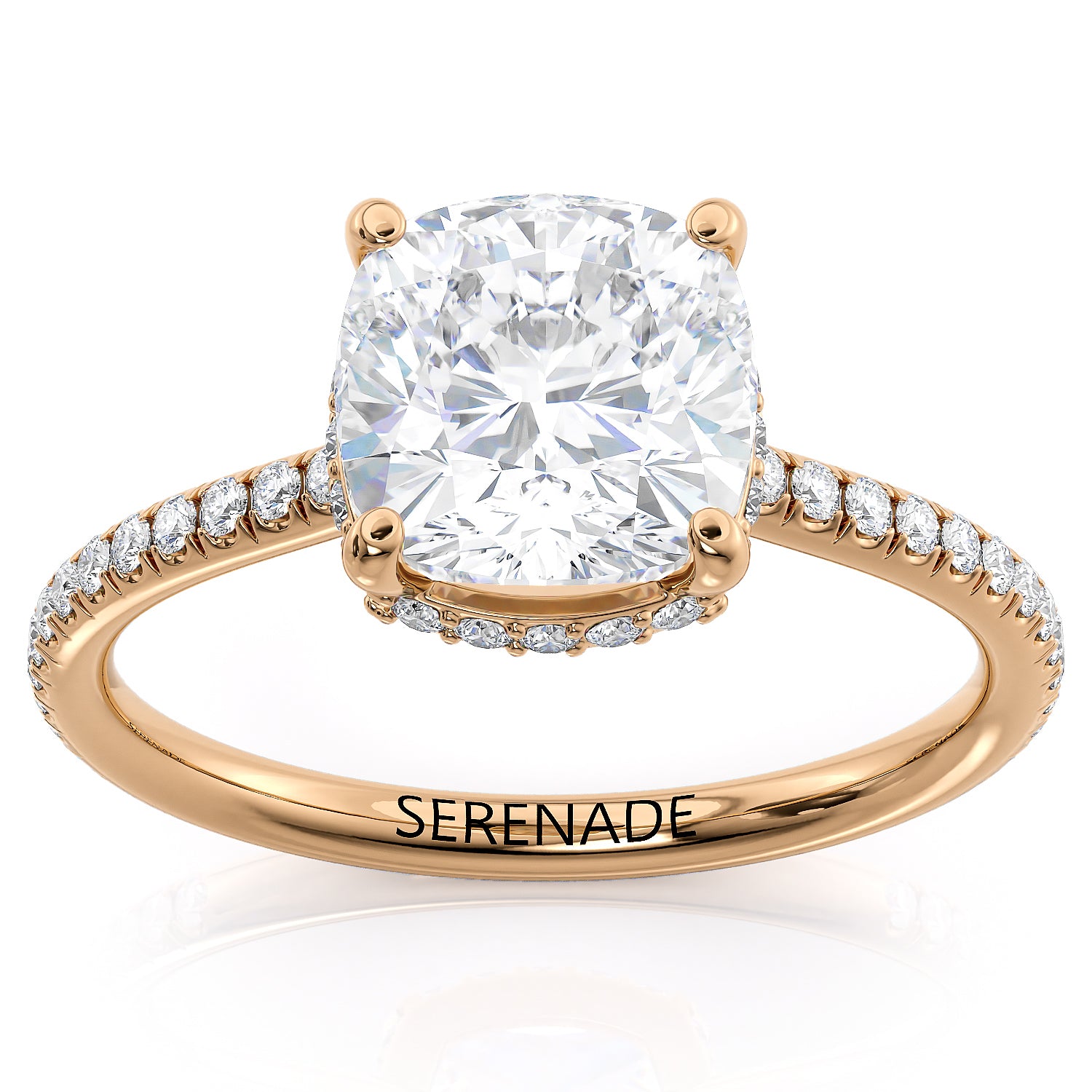8mm Cushion Cut Hidden Halo Engagement Ring - Janis