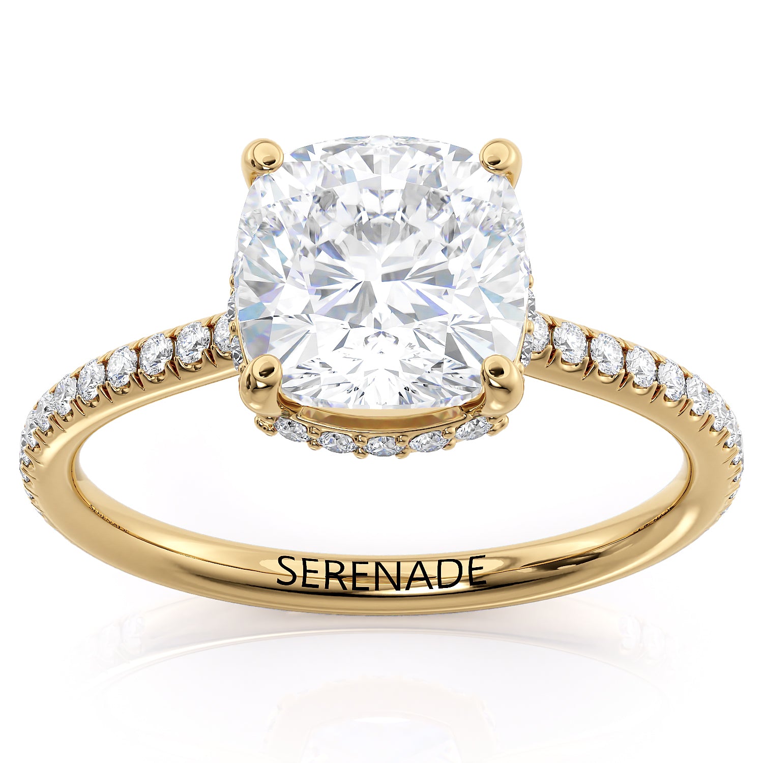 8mm Cushion Cut Hidden Halo Engagement Ring - Janis