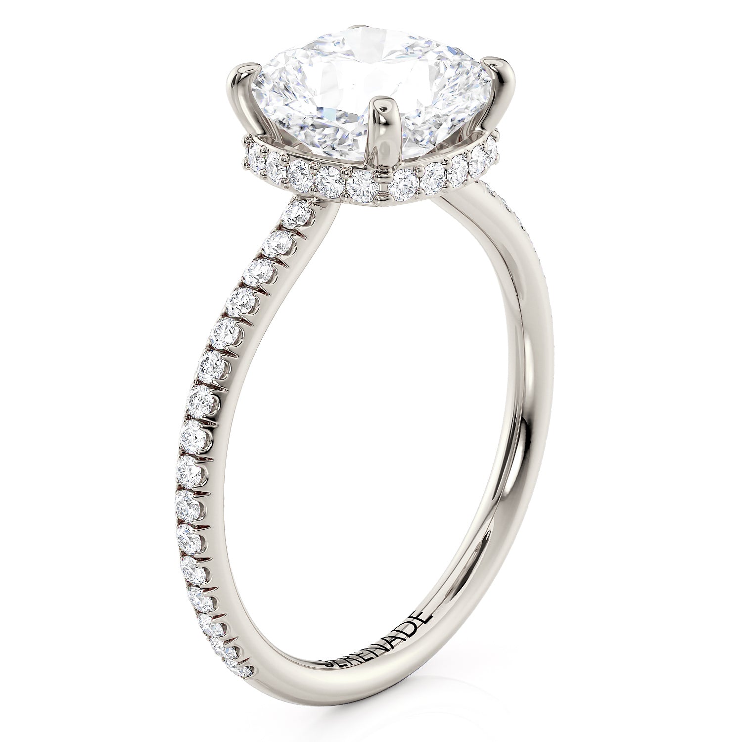 8mm Cushion Cut Hidden Halo Engagement Ring - Janis