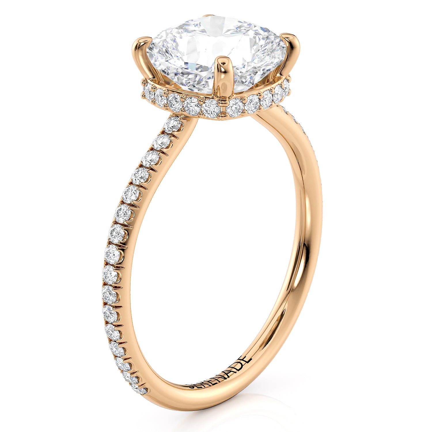 8mm Cushion Cut Hidden Halo Engagement Ring - Janis
