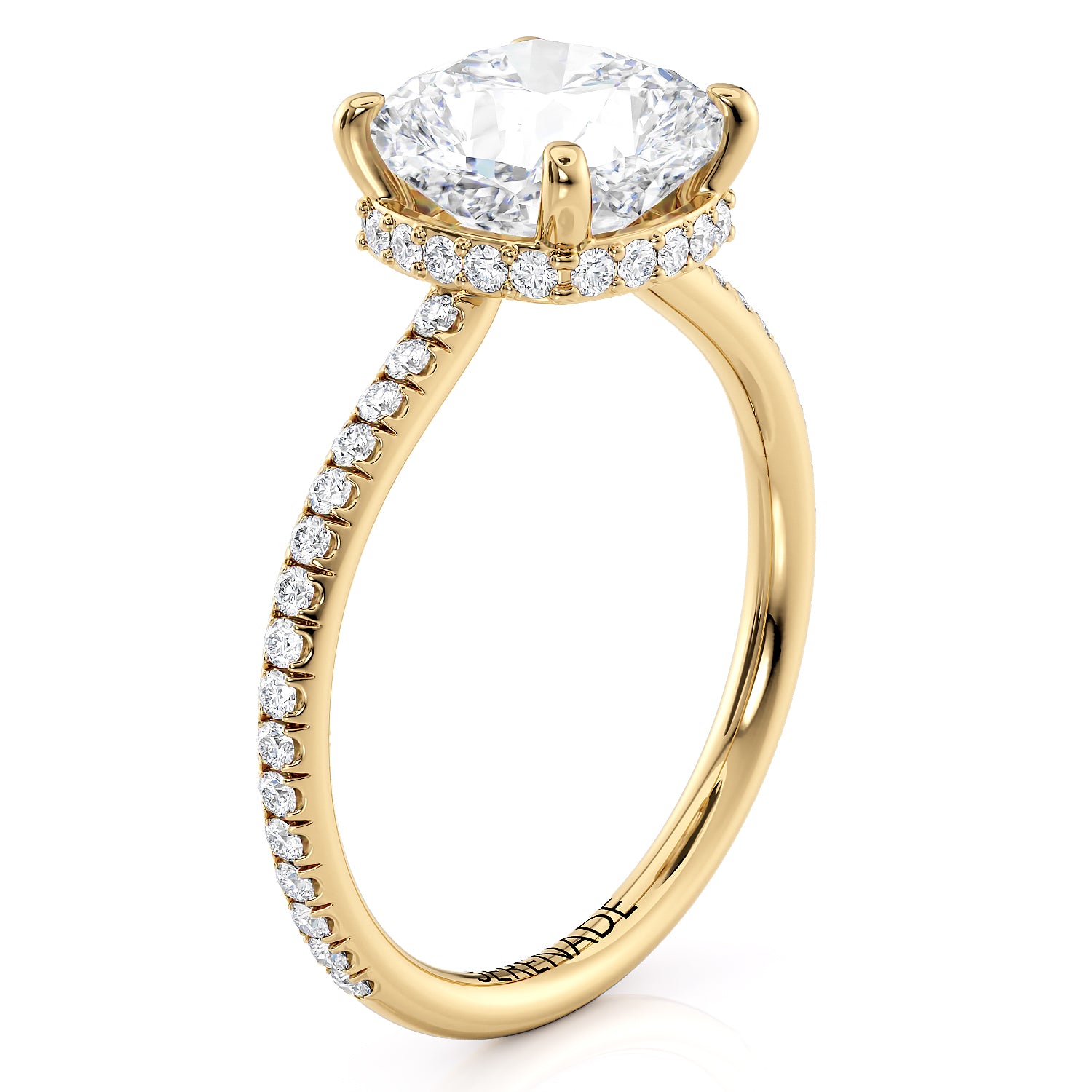 8mm Cushion Cut Hidden Halo Engagement Ring - Janis