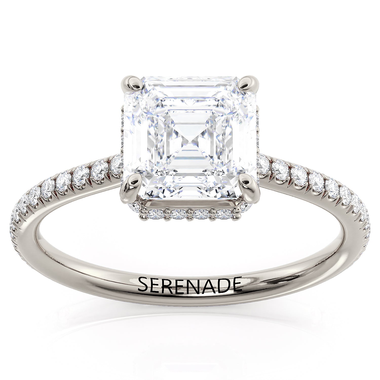 Asscher Cut Engagement Ring Hidden Halo - Nicole