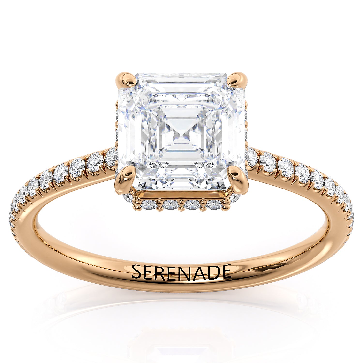 Asscher Cut Engagement Ring Hidden Halo - Nicole