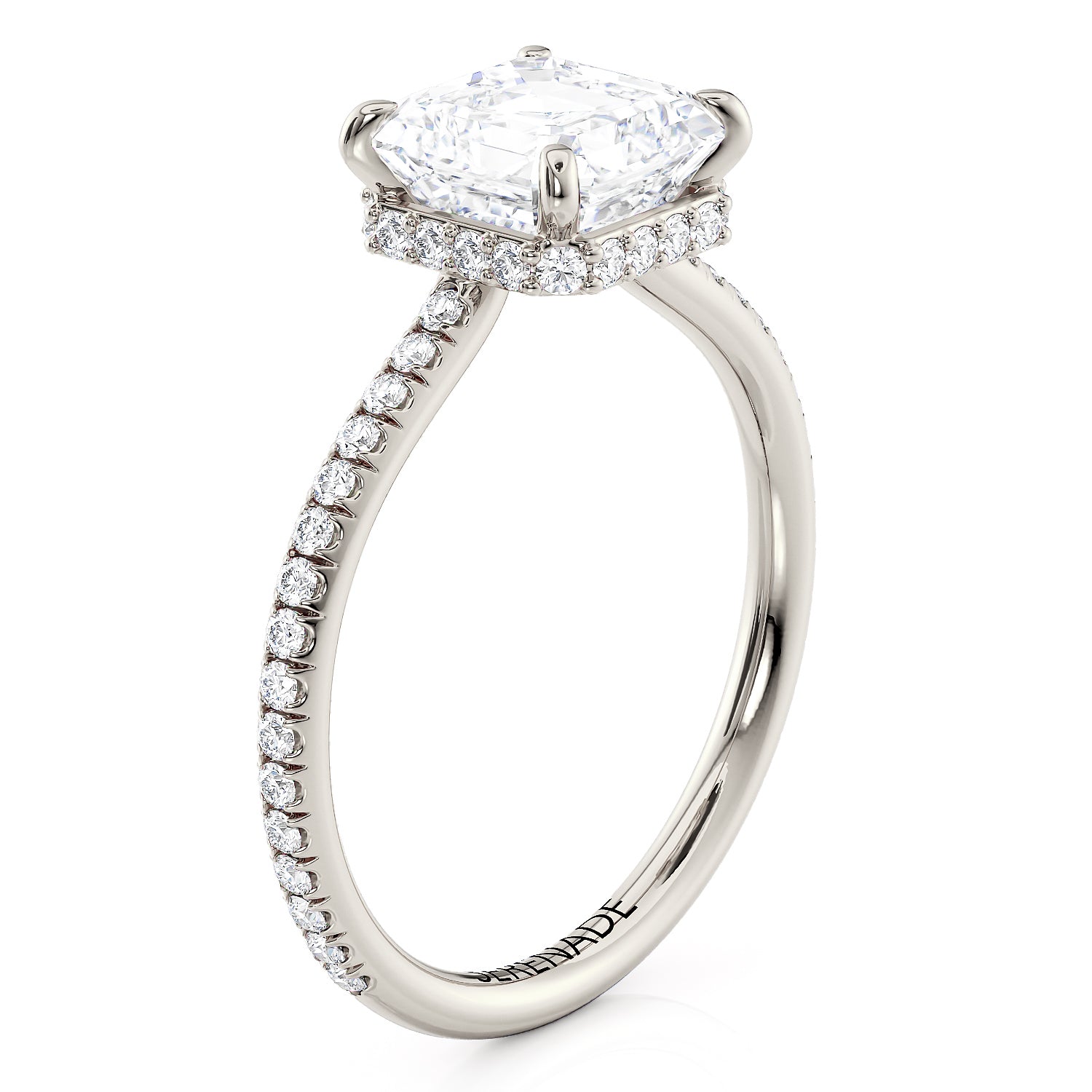 Asscher Cut Engagement Ring Hidden Halo - Nicole