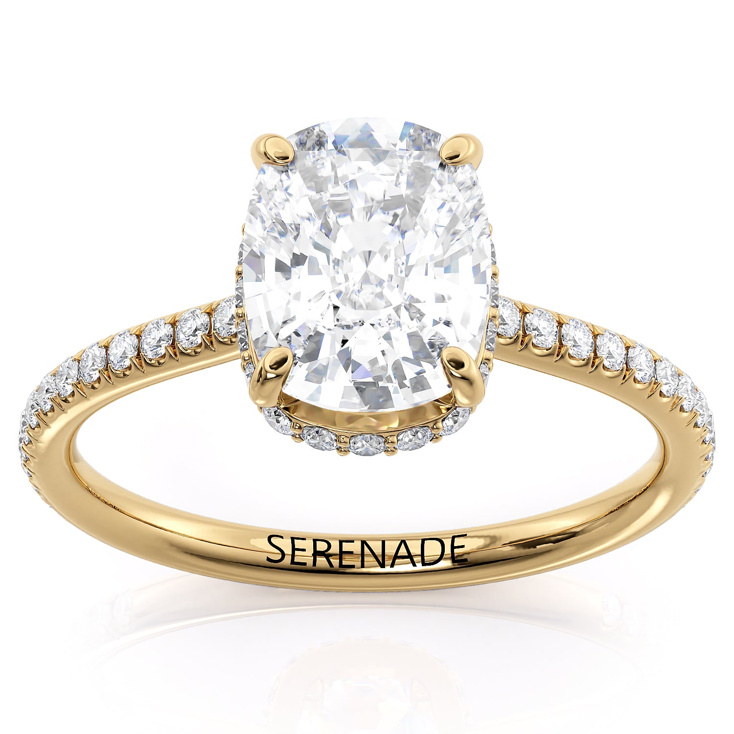 Hidden Halo Engagement Ring Elongated Cushion Diamond Setting - Merida