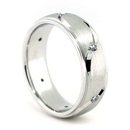Men's Diamond Wedding Band Carved Accents - Fly Away With Me - Moissanite Rings