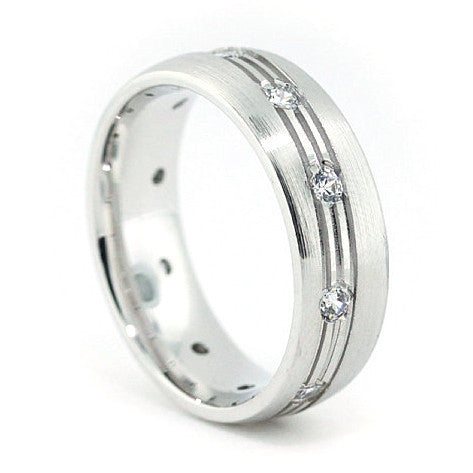 Men's Diamond Wedding Band - The Ride - Moissanite Rings
