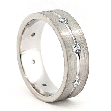Men's Diamond Wedding Band - Walk the Line - Moissanite Rings