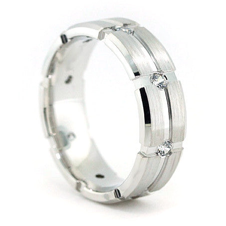 Men's Diamond Wedding Band - Off the Grid - Moissanite Rings