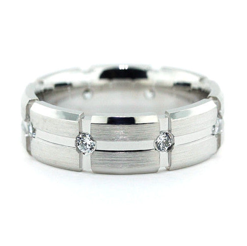 Men's Diamond Wedding Band - Off the Grid - Moissanite Rings