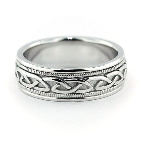 Men's Wedding Band -  Celtic Knot - Moissanite Rings