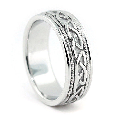 Men's Wedding Band - Celtic Knot - Moissanite Rings