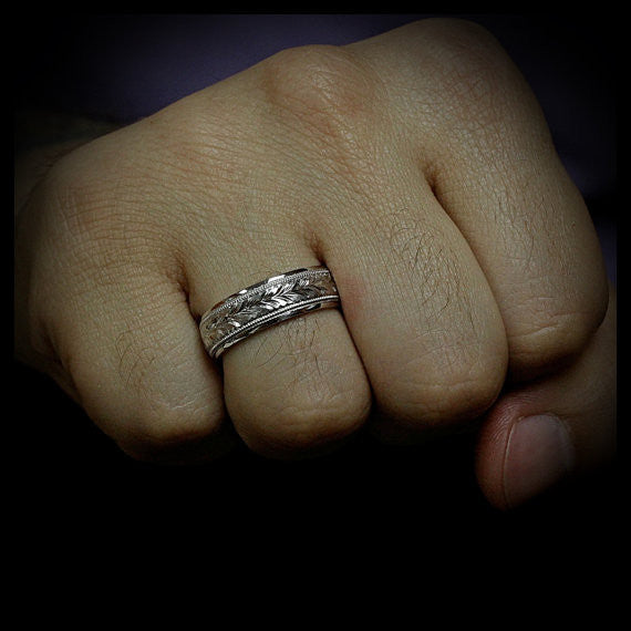 Men's Wedding Band - Oliver - Moissanite Rings