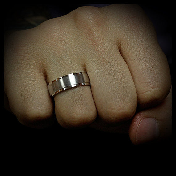 Men's Wedding Band - Banded - Moissanite Rings