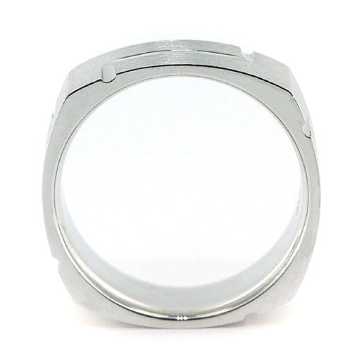 Men's Square Shape Wedding Band - Perfect Fit - Moissanite Rings
