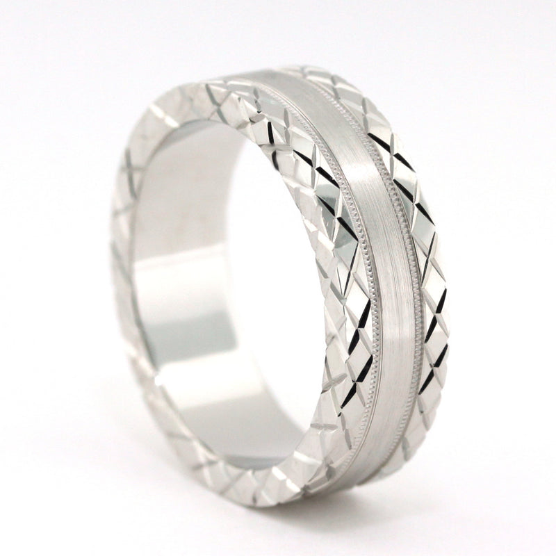 Men's Wedding Band - Sliced - Moissanite Rings