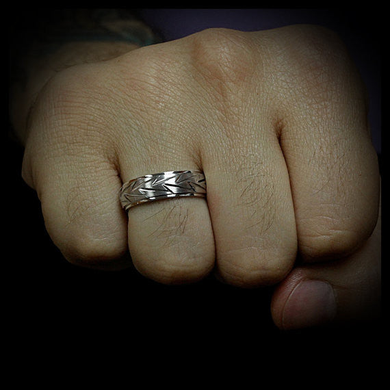 Men's Wedding Band - Striking - Moissanite Rings