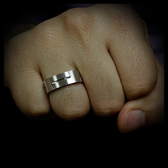 Men's Square Shape Wedding Band - Perfect Fit - Moissanite Rings