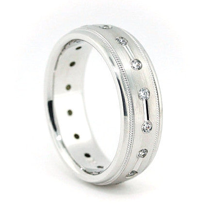 Millgrain Edge Men's Diamond Wedding Band - Magnetic - Moissanite Rings