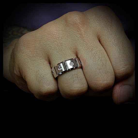 Men's Diamond Wedding Band - Boxed - Moissanite Rings