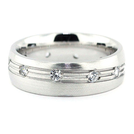 Men's Diamond Wedding Band - The Ride - Moissanite Rings