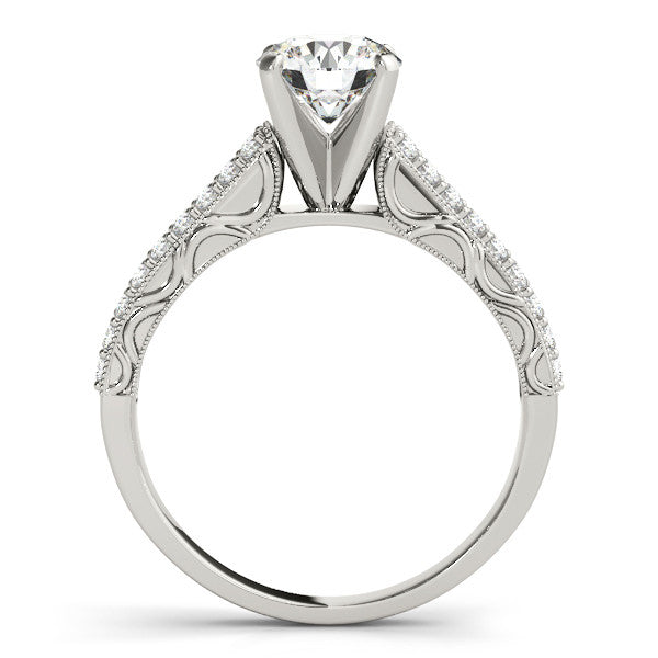 Double Diamond Band Moissanite Engagement Ring and Matching Diamond Wedding Band - Delilah - Moissanite Rings