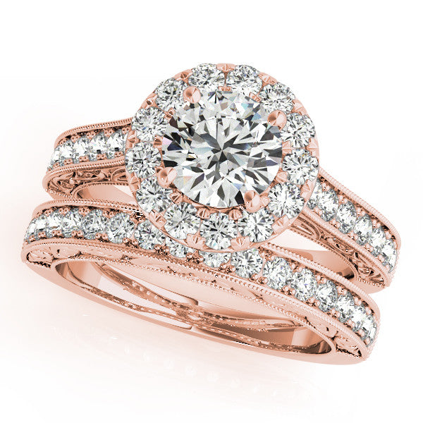Wedding Set Moissanite Engagement Ring Diamond Setting - Tulip Kisses - Moissanite Rings