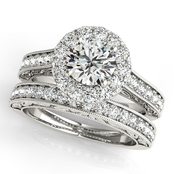 Wedding Set Moissanite Engagement Ring Diamond Setting - Tulip Kisses - Moissanite Rings