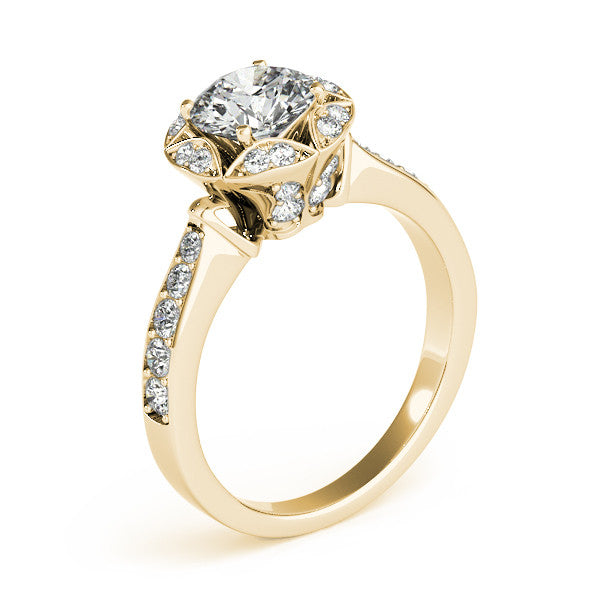 Art Deco Inspired Engagement Ring Diamond Setting Moissanite Center - Gwen - Moissanite Rings