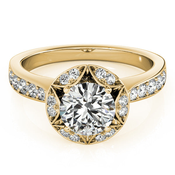 Art Deco Inspired Engagement Ring Diamond Setting Moissanite Center - Gwen - Moissanite Rings