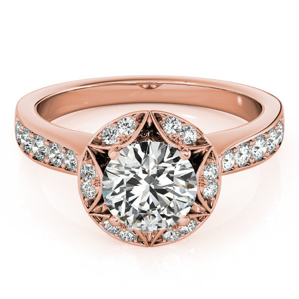 Art Deco Inspired Engagement Ring Diamond Setting Moissanite Center - Gwen - Moissanite Rings