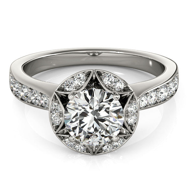 Art Deco Inspired Engagement Ring Diamond Setting Moissanite Center - Gwen - Moissanite Rings