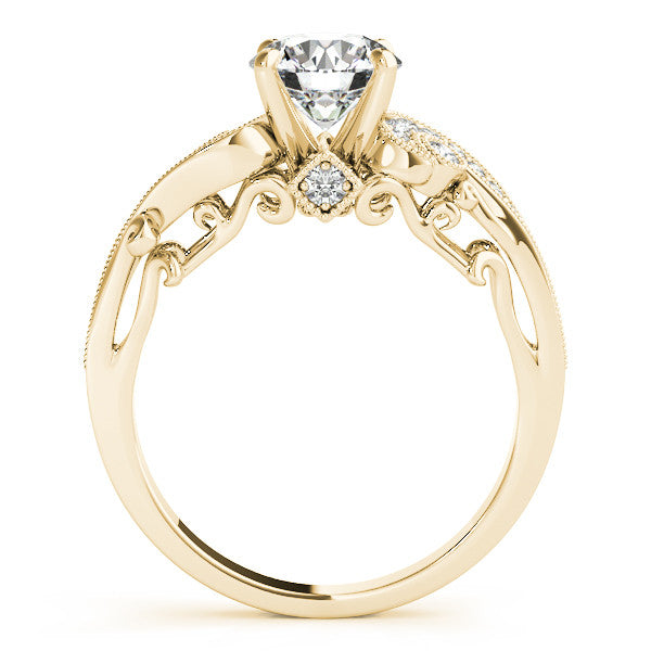 Vintage Style Diamond Setting Moissanite Center Engagement Ring - Seeds of Love - Moissanite Rings