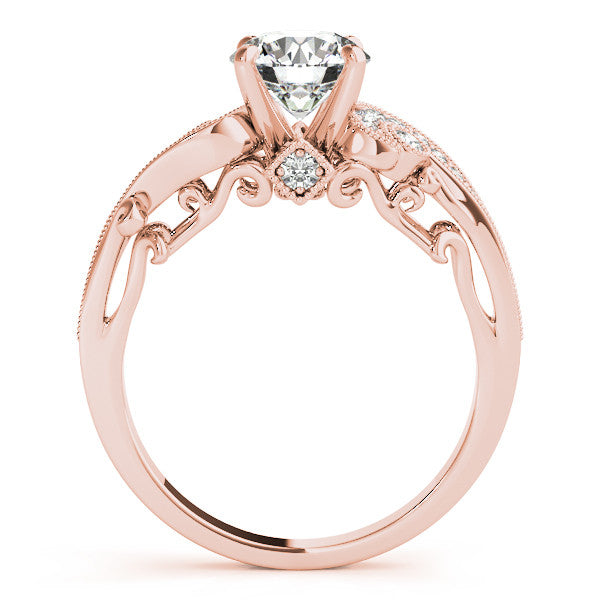 Vintage Style Diamond Setting Moissanite Center Engagement Ring - Seeds of Love - Moissanite Rings