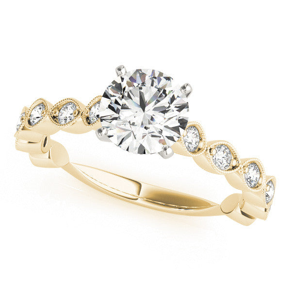 Diamond Engagement Ring and Wedding Band Set Moissanite Center - Sunnie - Moissanite Rings