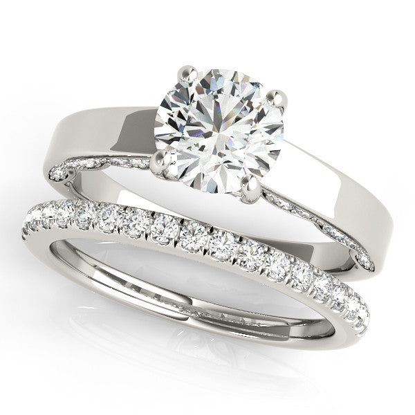 Diamond Surprise Engagement Ring Moissanite Center Stone Wedding Set - Moissanite Rings