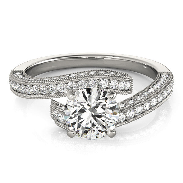 Diamond Engagement Ring Setting Moissanite Center - Liz - Moissanite Rings