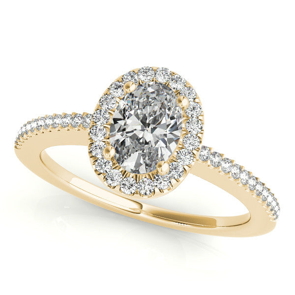 Oval Moissanite Engagement Ring Diamond Halo Setting - Olive - Moissanite Rings