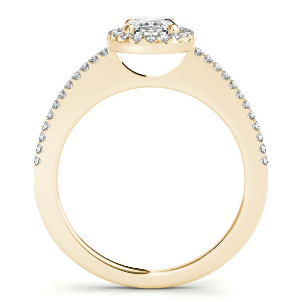 Oval Moissanite Engagement Ring Diamond Halo Setting - Olive - Moissanite Rings