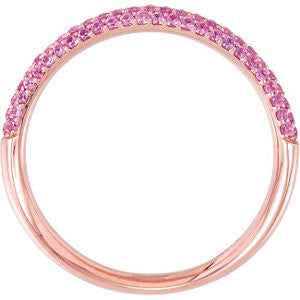 Pink Sapphire Gemstone Band - Pretty in Pink - Moissanite Rings