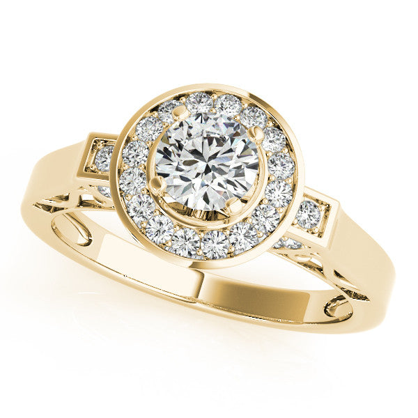 Sculpted Diamond Halo Moissanite Engagement Ring - - Moissanite Rings