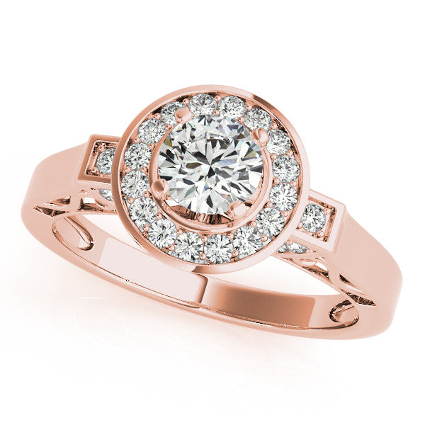Sculpted Diamond Halo Moissanite Engagement Ring - - Moissanite Rings