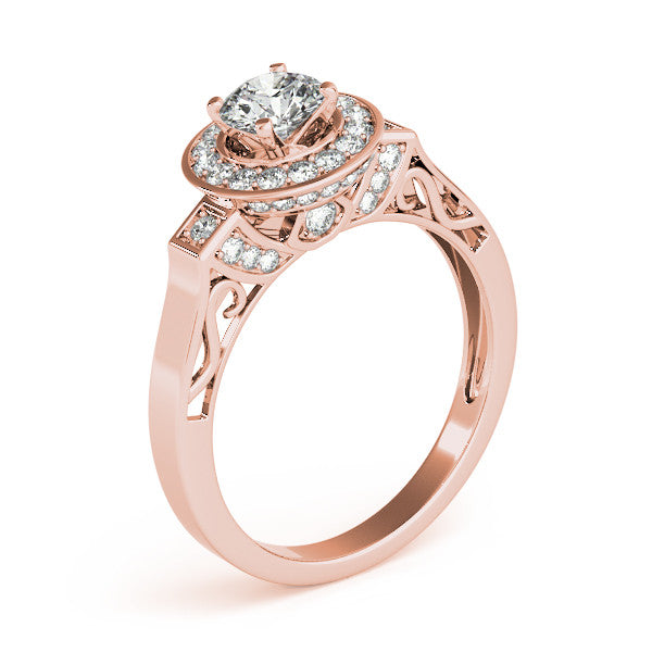 Sculpted Diamond Halo Moissanite Engagement Ring - - Moissanite Rings
