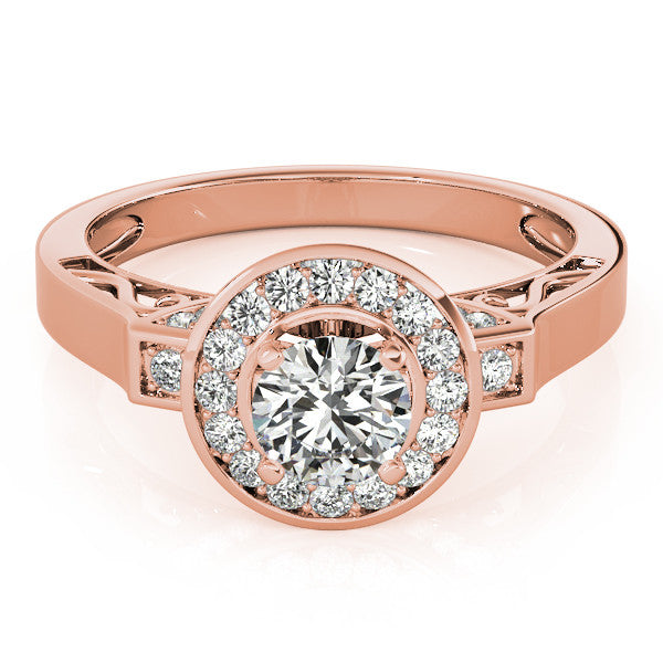 Sculpted Diamond Halo Moissanite Engagement Ring - - Moissanite Rings