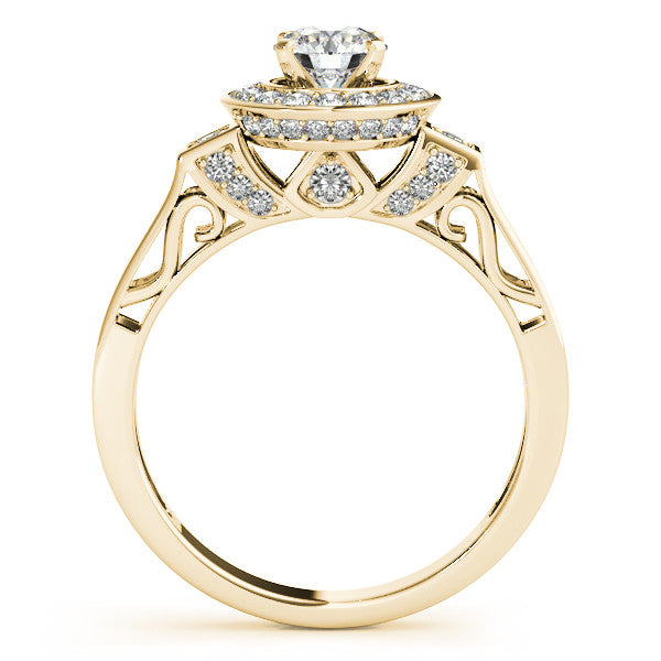 Sculpted Diamond Halo Moissanite Engagement Ring - - Moissanite Rings