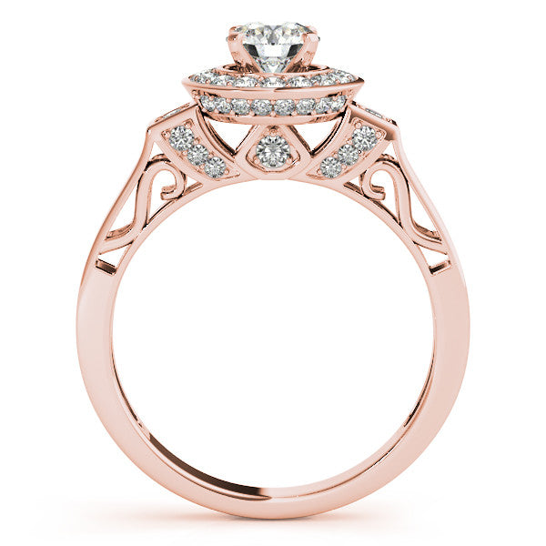 Sculpted Diamond Halo Moissanite Engagement Ring - - Moissanite Rings